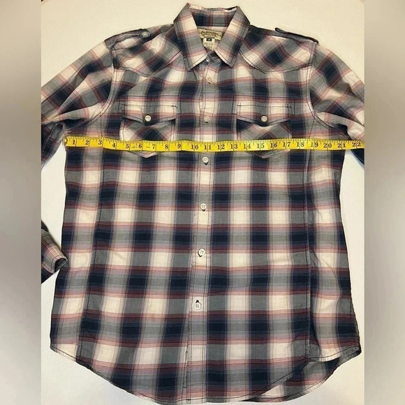 Vintage American Rag Plaid distressed Western Style button Down Size M - Picture 10 of 14
